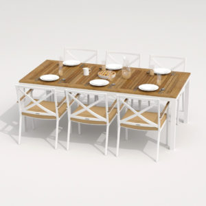 Мебель из алюминия "TELLA BONTA" white/beige 200 + 6 обеденная группа | Brafabrika