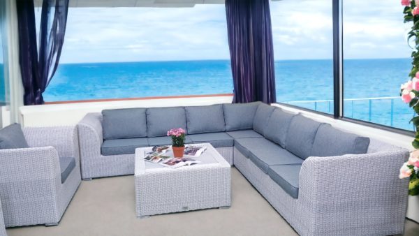 Atlantic мебель плетеная с угловым диваном белая