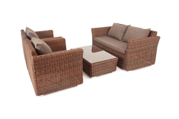 Комплект лаунж мебели из ротанга Cappuccino lounge 4 seat коричневый цвет