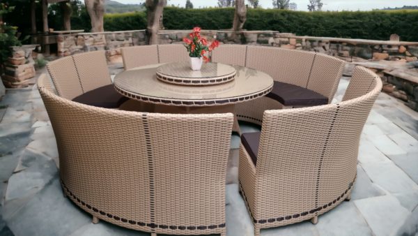 China beige плетеная мебель круглая с обеденным столом
