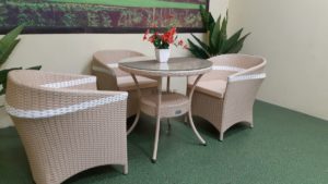 Asturias beige cafe set 3 Мебель для кафе ротанговая