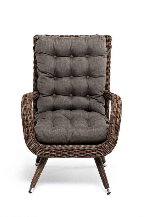 Толедо кресло из ротанга с подушками цвет коричневый