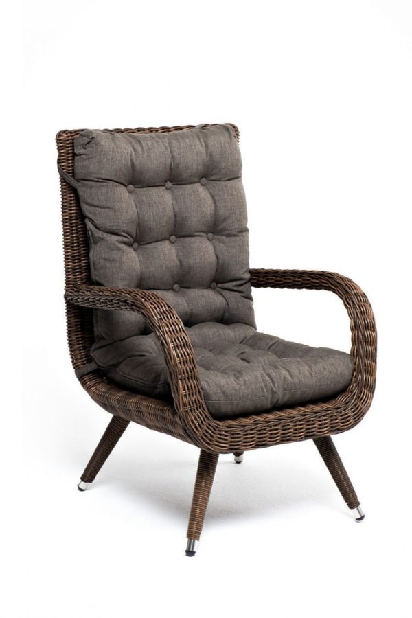 Toledo кресло плетеное с подушками цвет коричневый