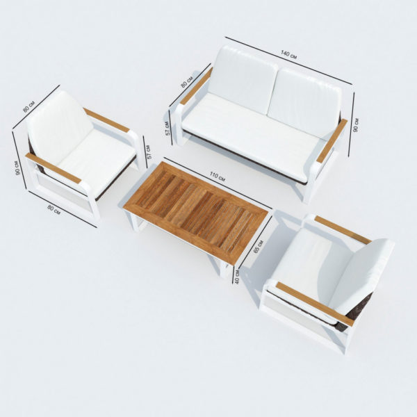 ARTI white Мебель алюминиевая цвет белый габариты и размеры