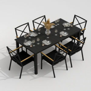 DOLLA FESTA 180+6 Мебель из алюминия обеденная для веранды цвет carbon black