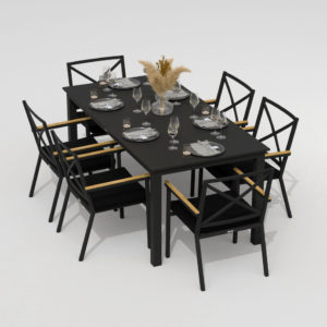 DOLLA FESTA Мебель для веранды алюминиевая Стол 180 +6 Кресел цвет carbon black