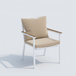 Кресло из алюминия обеденное "FESTA plus" white/beige