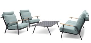 Malmo с 3-х местным диваном, комплект лаунж мебели антрацит зелёный, алюминий
