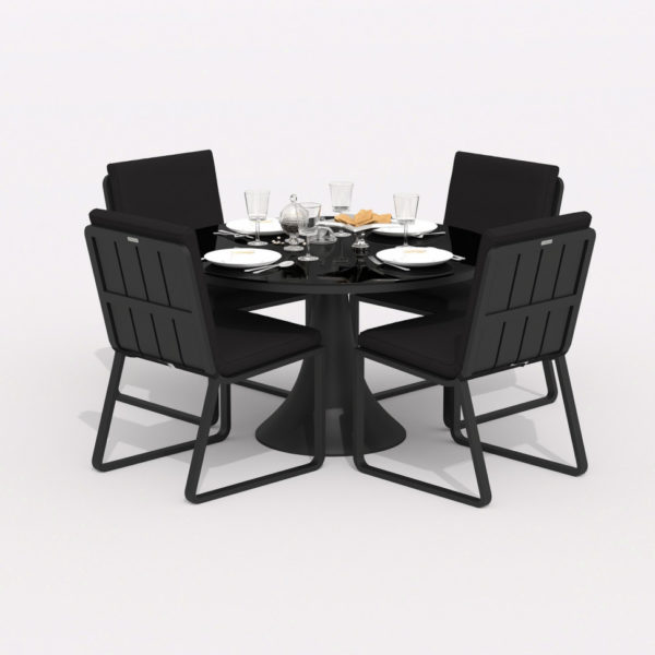 Мебель из алюминия столовая DIVA GIRA carbon black D 110 + 4