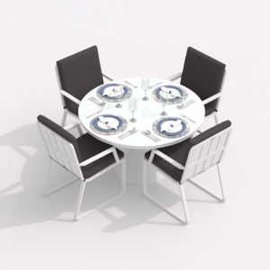 Садовая мебель алюминиевая DIVA ALBA white anthracite D 110 + 4 кресла