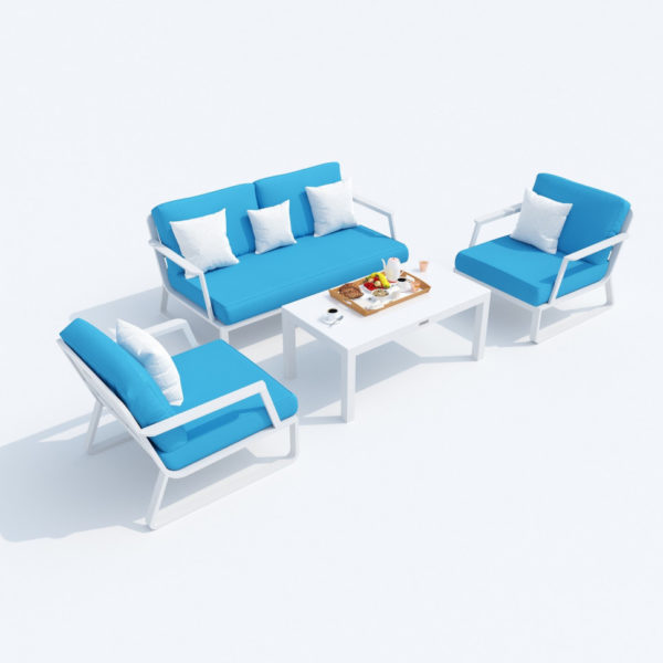 Современная мебель на террасу комплект ESTIVO white blue
