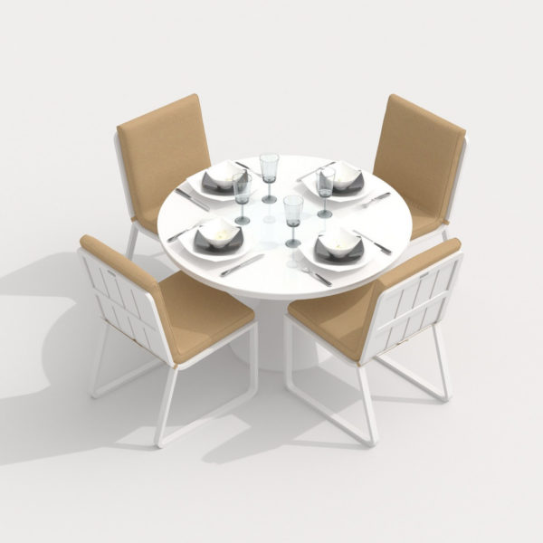 Уличная мебель с круглым столом D110 4 персоны DIVA GIRA цвет white beige