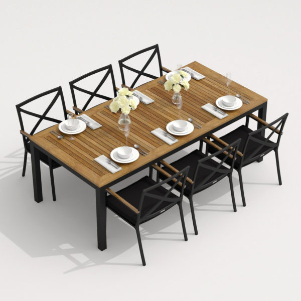 Мебель из алюминия "TELLA FESTA" carbon/black 220 + 6 обеденная группа | Brafabrika