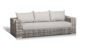Тито диван из искусственного ротанга трехместный, цвет серый