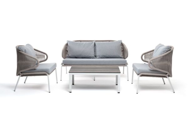 Milano лаунж зона мебель из роупа цвет светлый серый меланж